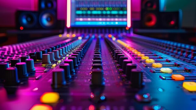 Podcast production, professional recording studio, diverse team, engaging content, modern equipment, high detail, vibrant colors, realistic style - Powered by Adobe