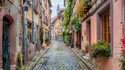 Charming Cobblestone Streets of a Historic Old Town Cityscape