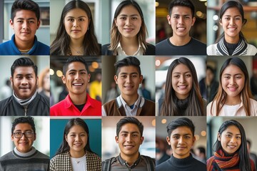 Young Peruvian Workforce in Casual Attire Grid Layout