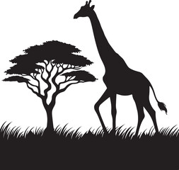 Giraffe silhouette vector art illustration