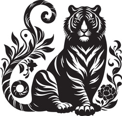 Tiger silhouette vector art illustration