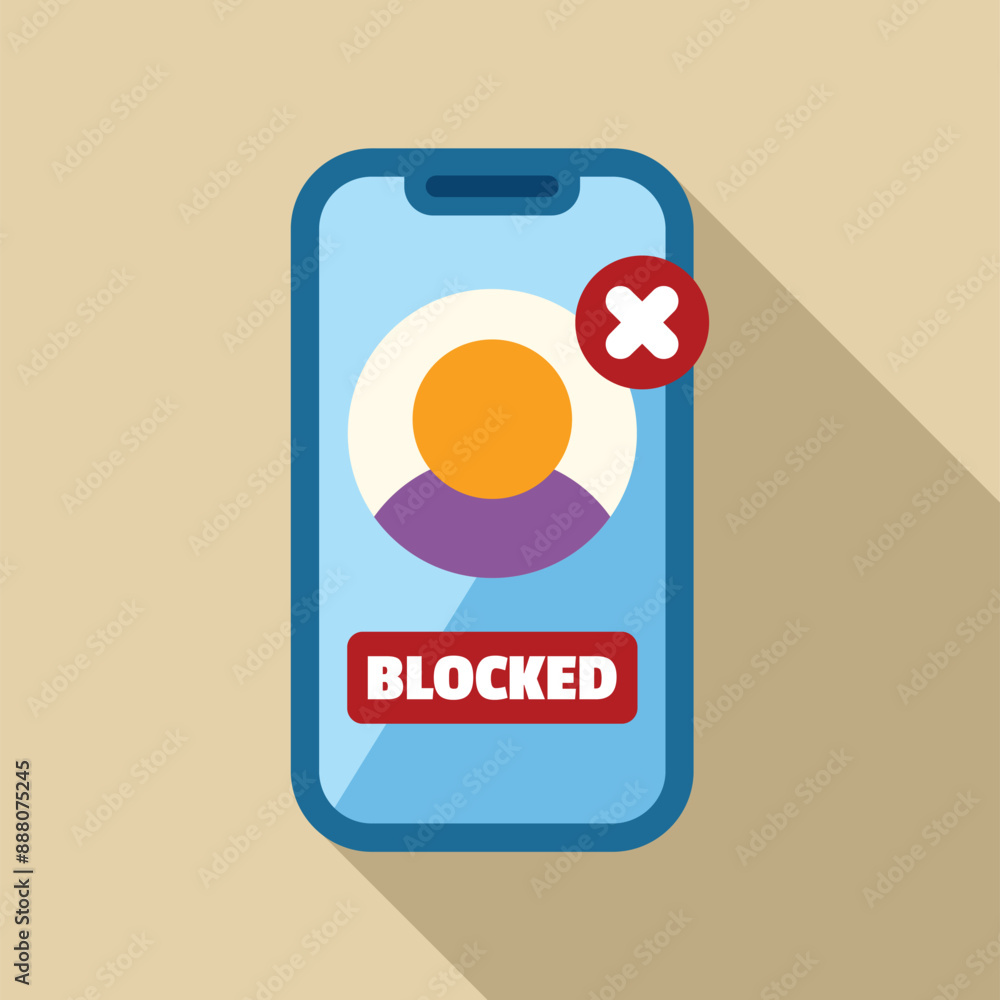 Poster smartphone is showing a blocked user profile with a cross sign and a blocked notification