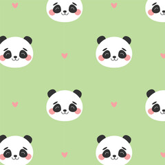 Baby panda seamless pattern. Childrens vector illustration