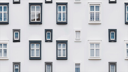 White building facade with multiple windows.