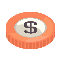 orange dollar coin illustration vector
