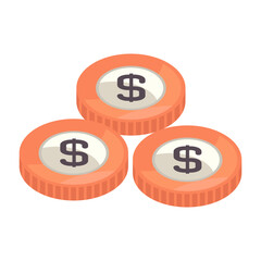 orange dollar coin illustration vector