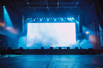 Blank poster on a concert stage background