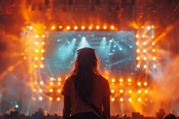 Blank poster on a concert stage background