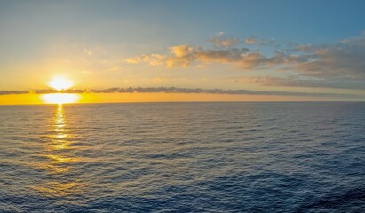 Panoramic picture of a colorful sunset