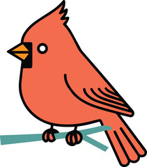 A cute cardinal bird vector line art illustration Eps 10