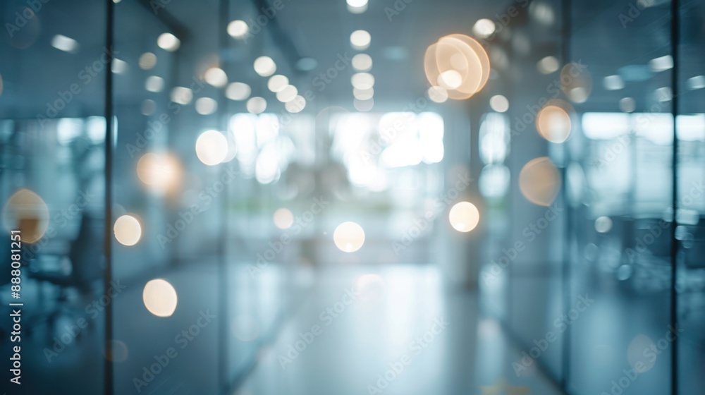 Poster empty open space office background with abstract light bokeh