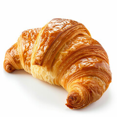 Fototapeta premium Luxurious Golden Croissant with Glossy Finish Isolated on White background