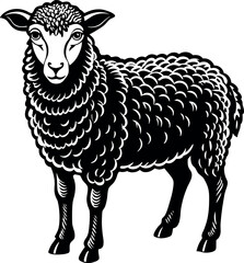 sheep silhouette isolated vector with white 