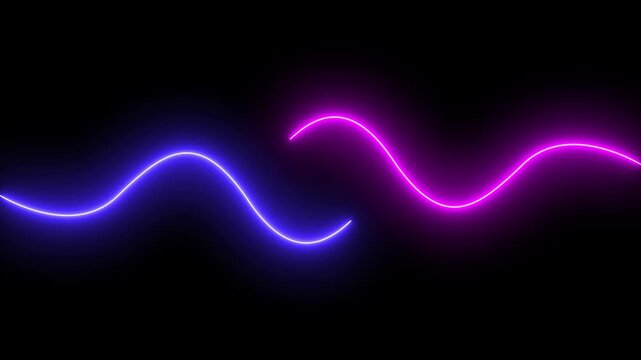 Curved neon line shape animation white black backgraound