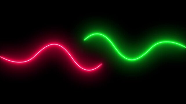 Curved neon line shape animation white black backgraound