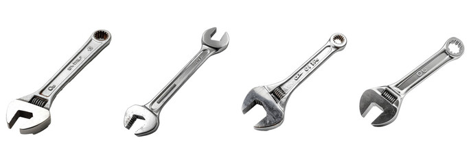 Naklejka premium Collection of Metal Wrenches Set Against a White Background
