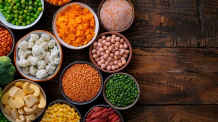 Variety of iron-rich foods arranged on a wooden table, iron deficiency, nutrition awareness