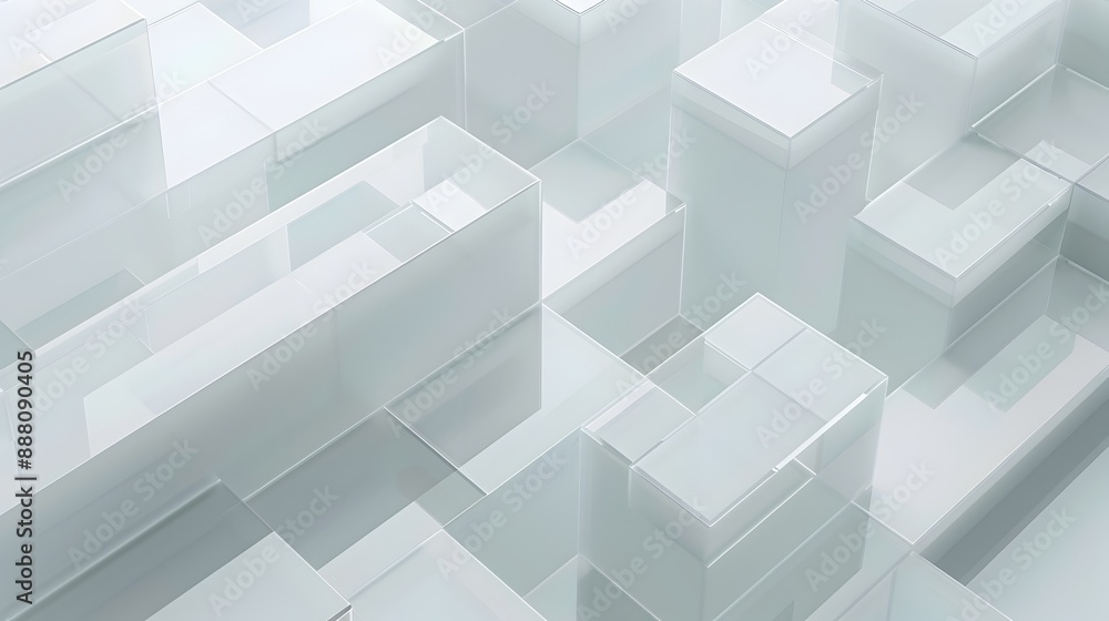 Poster abstract geometric cube structure in minimalist architectural design