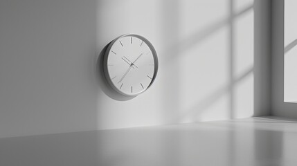 A white clock with the hands at 3:00
