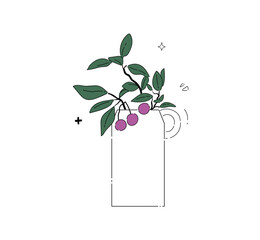 Hand drawn doodle cute flowers in vases vector illustration with line art and color for gift, card and design. Isolated