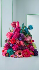 Colorful artificial fashion flowers background