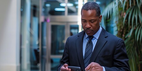 CEO checking messages on smartphone