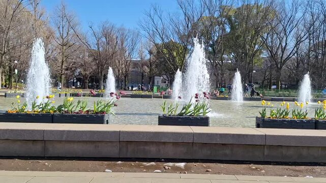 Foutain working in Ueno Park, Japan