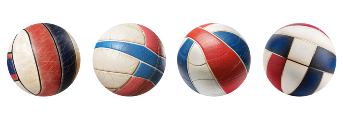 Vintage Leather Soccer Balls with Colorful Patterns in a Row