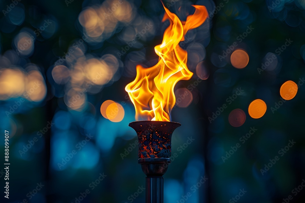 Aufkleber illuminated torch with blurred bokeh background