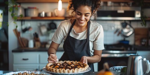 gen z woman baking a pie