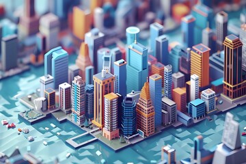 Obraz premium 3d rendered isometric City