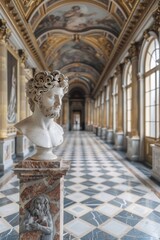 Obraz premium Ancient marble sculpture of a bearded man exhibited in a museum showcasing historical art
