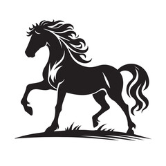 Obraz premium Beautiful Black and White Horse Silhouette 