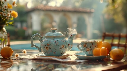 nice teapot with cups