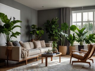 Chic Living Room Decor Featuring Stunning House Plants