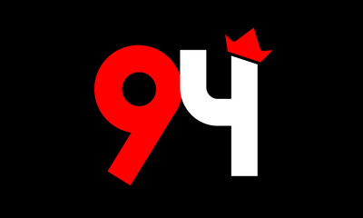 94 King Logo Number White Red Simple Modern