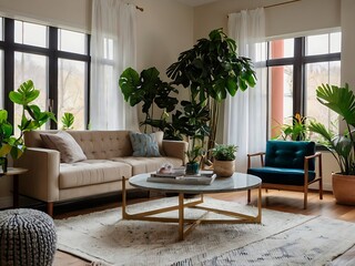 Elegant Living Room Design with Gorgeous House Plants