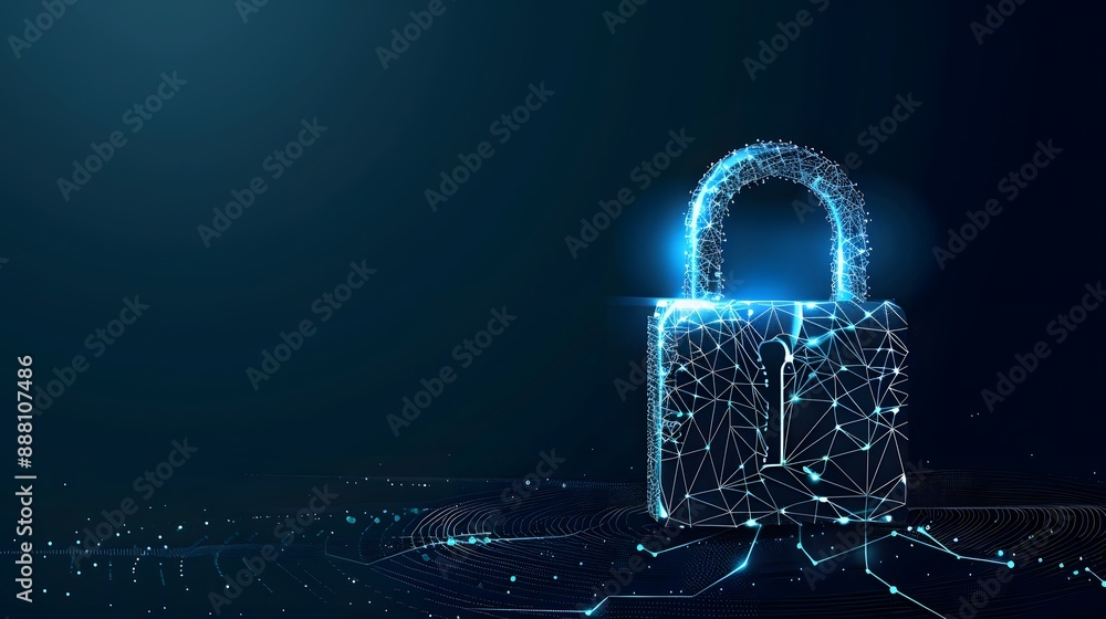 Poster cybersecurity and information or network protection. future technology web services for business and