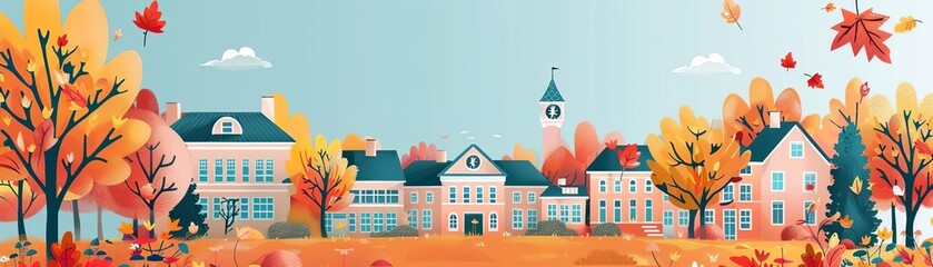 Back to school, decorative banner, flat design illustration