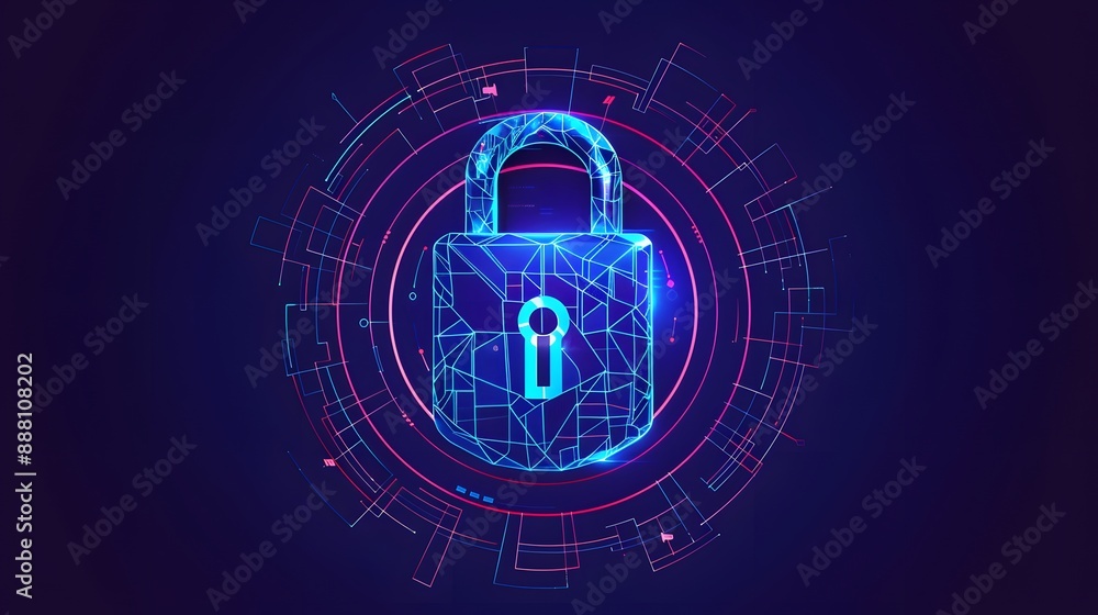 Poster cybersecurity and information or network protection. future technology web services for business and