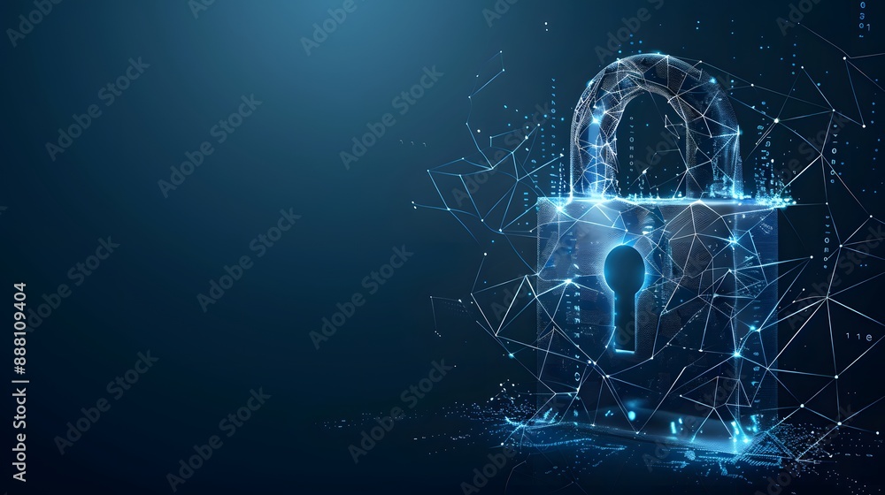 Poster cybersecurity and information or network protection. future technology web services for business and