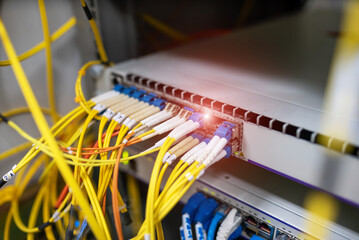 fiber optic with servers in a technology data center