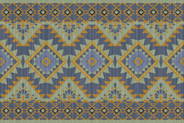 Navajo tribal vector seamless pattern. Native American ornament. Ethnic South Western decor style. Ikat Boho geometric ornament. Vector seamless pattern. Mexican blanket, rug. Woven carpet