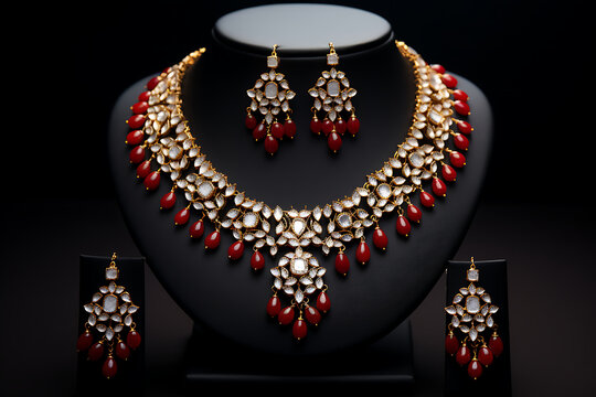 neckless on black background / indian heavy necless