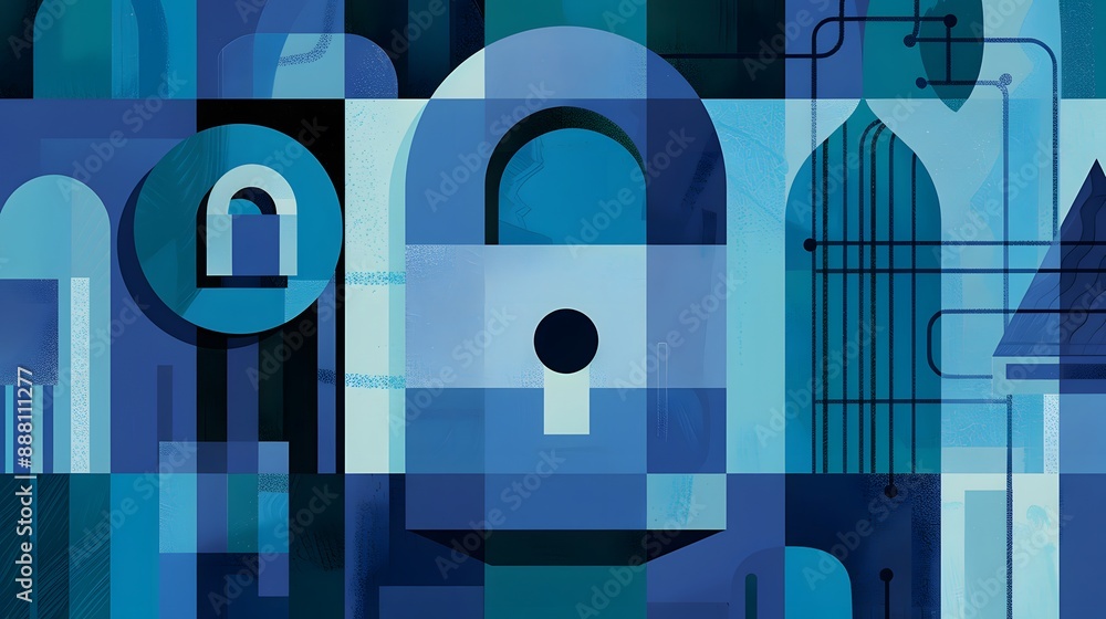 Poster cybersecurity and information or network protection. future technology web services for business and