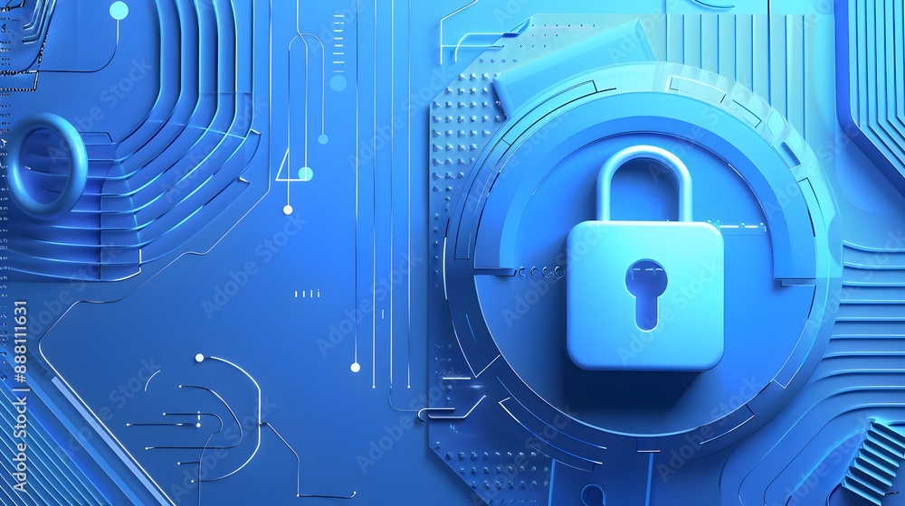Poster cybersecurity and information or network protection. future technology web services for business and