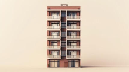 Ivory background featuring a small apartment building from the front.