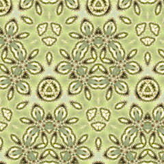 Forest light moss green Ivory color Mandala Flower ornament banner Textured background. Ornate illustration.