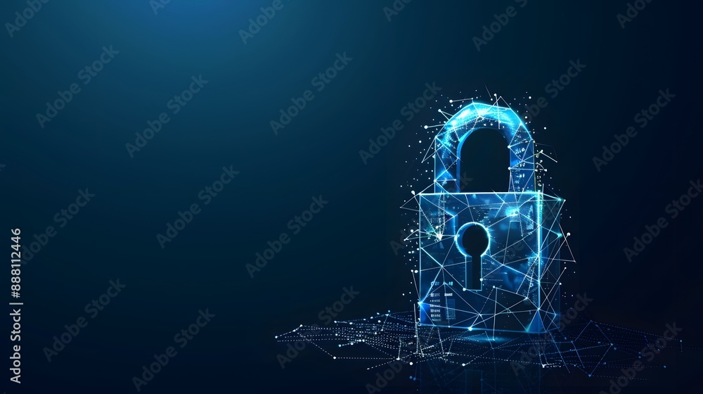 Poster cybersecurity and information or network protection. future technology web services for business and