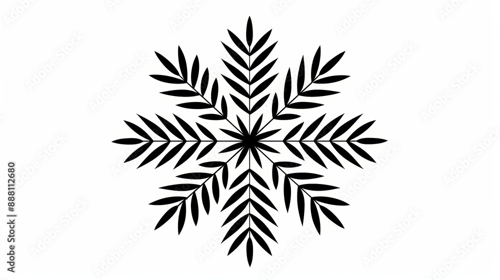 Poster black and white minimalistic slavic star pattern isolated on white background symmetrical and intric